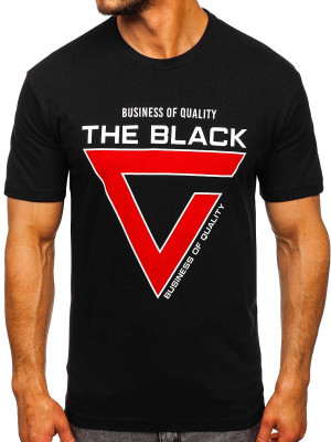 Czarny t-shirt męski z nadrukiem Bolf 10821