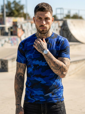 Granatowy t-shirt męski moro Denley S807