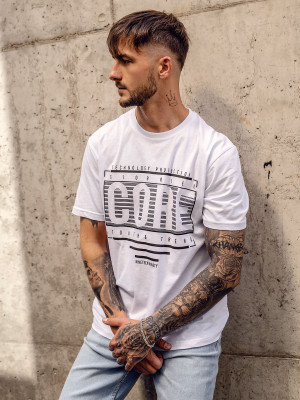 Biały T-shirt męski z nadrukiem Bolf SS11071