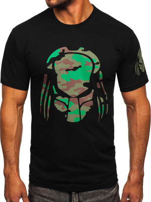 Czarny bawełniany t-shirt męski z nadrukiem Bolf 192379