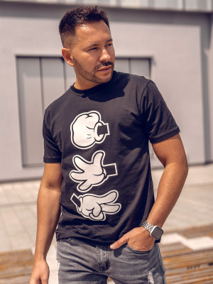 Czarny bawełniany t-shirt męski z nadrukiem Bolf KS1997A
