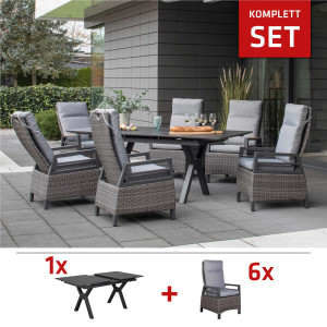 SET / Hammond Ausziehtisch 160/210 x 90 cm + Montana Dining Relaxsessel 8 mm dark grey