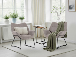 Wohnzimmer Set Aliano light grey & Beistelltisch Materos