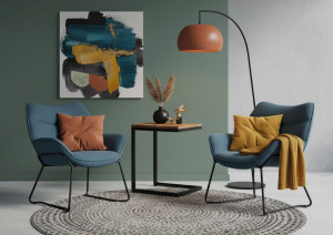 Wohnzimmer Set Aliano blau & Beistelltisch Materos