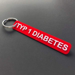Schlüsselanhänger Typ 1 Diabetes - Rot - Weiß