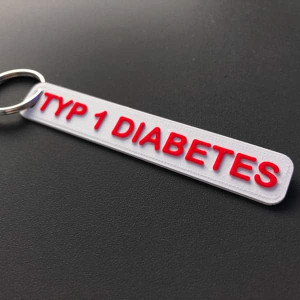 Schlüsselanhänger Typ 1 Diabetes - Weiß - Rot