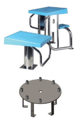 Plots de départ en inox AISI - 304 + Encrage : Hauteur 700 mm