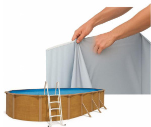 liner piscine hors sol CANYON : 9.15 x 4.60 x 1.20 - Overlap et gris clair
