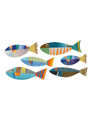 Décoration auto-collante 6 poissons