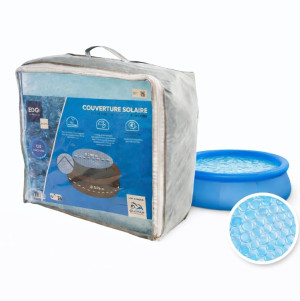 Bâche solaire D3,55 m bleue translucide 120 µ piscine auto. D3,66 m