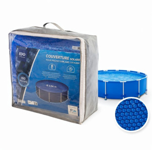 Bâche solaire D4,17 m bleue foncé 180 µ piscine tubulaire D4,57 m