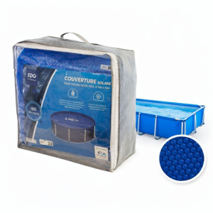 Bâche solaire 2,34 x 4,76 m bleue foncé 180 µ piscine tubulaire 2,44 x 4,88 m