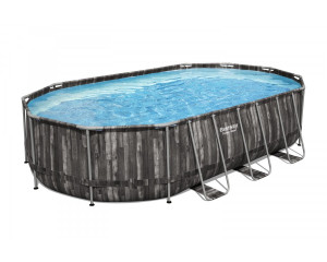 Piscine ovale Bestway Power Steel : 610 x 366 x 122 cm - Bois