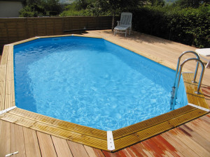 Piscine en BOIS OCEA 400 x 610 x 130 cm - Liner Beige