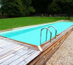 Piscine en bois Linéa 350 x 1550 x 155 cm - Liner bleu
