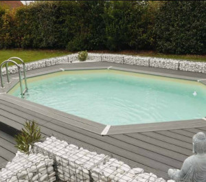 Piscine en BOIS OCEA 355 x 550 x 120 cm - Liner beige