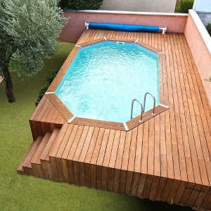 Piscine Azura 355x490 - H130cm - Liner Bleu 75/100ème
