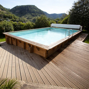 Piscine en bois Linéa 350 x 650 x 140 cm - Liner gris