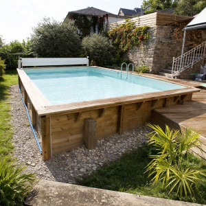 Piscine en bois Linéa 500 x 800 x 140 cm - Liner bleu