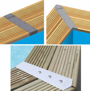 Kit 4 enjoliveurs margelles Ubbink DROITE pour piscine bois rectangulaire