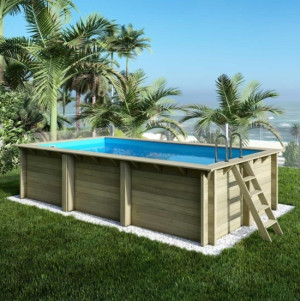 Piscine bois AQUA 6.10 x 2.85 - H.1.31 m - ALTANKA - Bleu clair