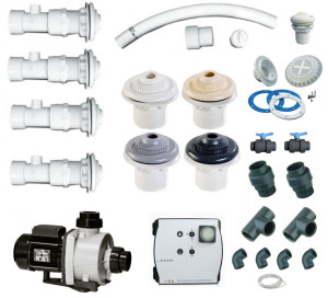 Kit balnéo béton 4 buses + booster 2 cv pour piscine béton