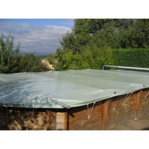 Bâche à barres piscine bois LUXE CERLAND 440 cm