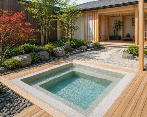 Distripool Spa en kit polystyrène de 3 x 3 x 1.02 m + banquette périphérique