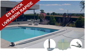 Bâche à barres AQUAPROTECT STOCK bassin de 8.00 x 4.00 m - gris clair