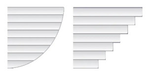 PLUS VALUE : pan coupé sup. à 100 cm ( par coté) EQUERRE ou LISSE