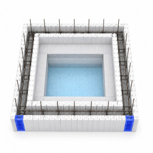 Spa bloc polystyrène CARRE 3 x 3 x 1.00 m + Banquette 50 x 50 cm