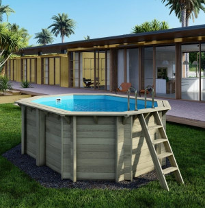 Piscine bois NEMO 4.30 x 3.00- H.1.31 m - Altanka - Bleu clair