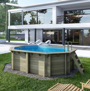 Piscine bois NEMO 4.30 x 3.00- H.1.18 m - Altanka - Bleu clair