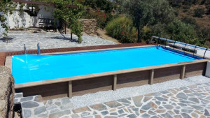 Piscine béton aspect bois Naturalis : rectangulaire 3,24 x 7,50 m
