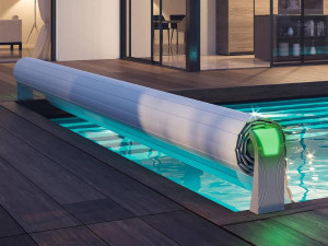 abri blue Volet piscine OPEN Aéro : 6.00 x 3.03 m MAXI + connecté + LED