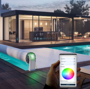 abri blue Volet piscine OPEN Aéro : 8.00 x 4.03 m MAXI + connecté + LED
