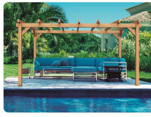 Pergola jardin adossé en bois : VALENCIA : 500 x 400 cm
