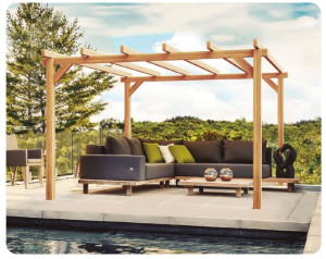 Pergola jardin adossé en bois : LINARES : 300 x 300 cm