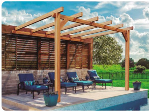 Pergola jardin adossé en bois : ANDORRE : 300 x 300 cm