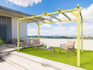 Pergola jardin en bois massif : BARCELONA 420 x 420 cm