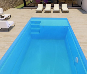 Piscine coque Olympie 2 de 5.90 x 3.20 x 1.50 m + LUXE + Coffre PVC hors sol