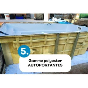 Piscine coque SPARTE 6 : Version autoportante + LUXE pièces à sceller sans filtration