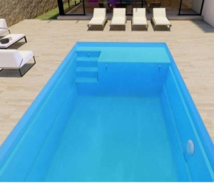 Piscine coque Olympie 6 de 8.20 x 4.20 x 1.50 m + LUXE pièces à sceller sans filtration