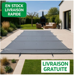 Bâche à barres SECU CLASSIC bassin de 8.00 x 4.00 m - gris clair