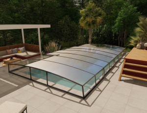 Abri piscine Pré-monté 840 x 552 cm (4.80 m) - Bassin de 8 x 4 m