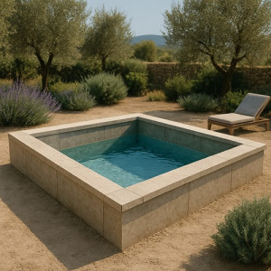 Piscine en kit béton carré 4 x 4 m LUXE
