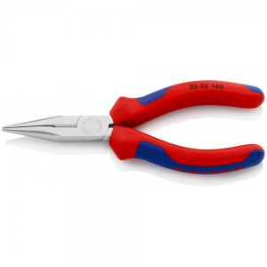 Knipex Flachrundzange mit Schneide verchromt 140 mm 25 05 140