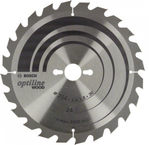 Bosch Optiline Wood Kreissägeblatt 254x2616x30 24Zähne 2608838412