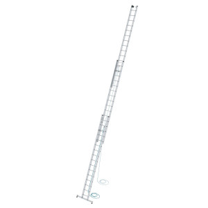 Günzburger AluminiumSeilzugleiter 3teilig mit nivelloTraverse 3 x 16 Sprossen...