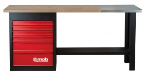 Werkbank 2M mit Edelstahlplatte 1 Unterschrank 9611050601